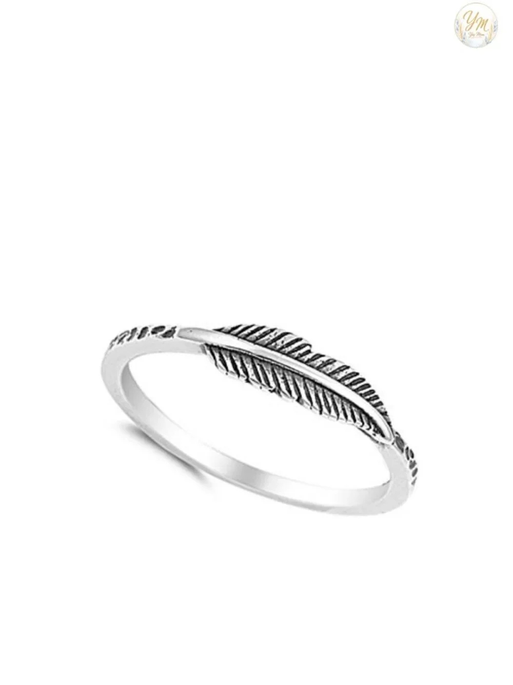 Oxidized Leaf Feather Ring New .925 Sterling Silver Band Size 3-12